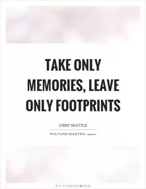 Take only memories, leave only footprints Picture Quote #1