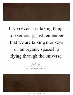 If you ever start taking things too seriously, just remember that we are talking monkeys on an organic spaceship flying through the universe Picture Quote #1