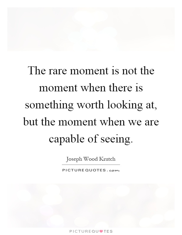 The rare moment is not the moment when there is something worth looking at, but the moment when we are capable of seeing Picture Quote #1
