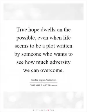 True hope dwells on the possible, even when life seems to be a plot written by someone who wants to see how much adversity we can overcome Picture Quote #1