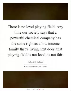 There is no level playing field. Any time our society says that a powerful chemical company has the same right as a low income family that’s living next door, that playing field is not level, is not fair Picture Quote #1