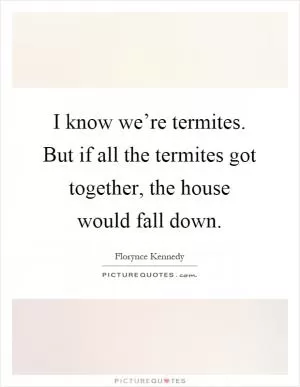 I know we’re termites. But if all the termites got together, the house would fall down Picture Quote #1