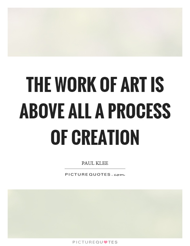 The work of art is above all a process of creation Picture Quote #1
