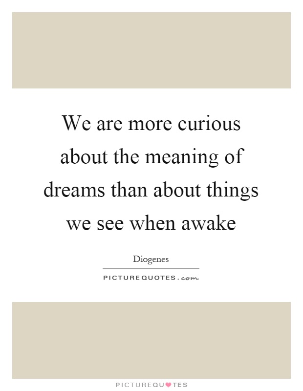 We are more curious about the meaning of dreams than about things we see when awake Picture Quote #1