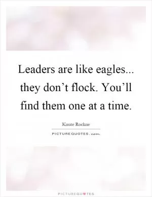 Leaders are like eagles... they don’t flock. You’ll find them one at a time Picture Quote #1