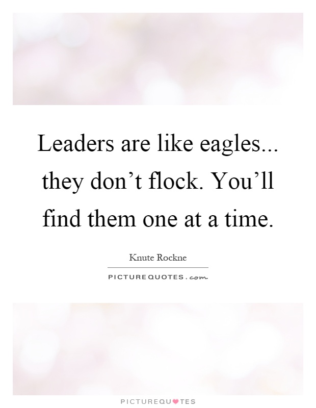 Leaders are like eagles... they don't flock. You'll find them one at a time Picture Quote #1