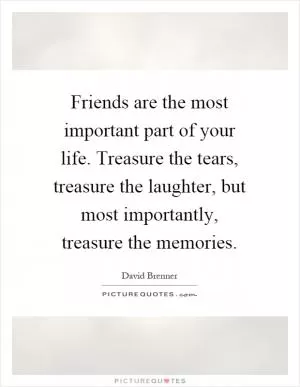 Friends are the most important part of your life. Treasure the tears, treasure the laughter, but most importantly, treasure the memories Picture Quote #1