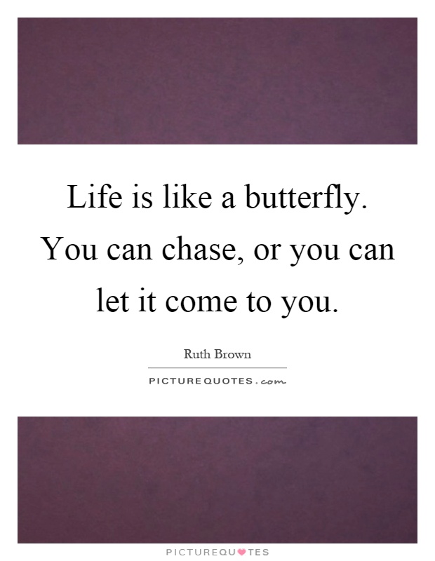 Life is like a butterfly. You can chase, or you can let it come to you Picture Quote #1