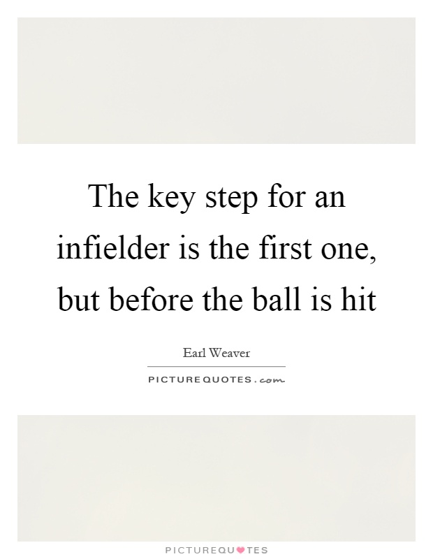 The key step for an infielder is the first one, but before the ball is hit Picture Quote #1