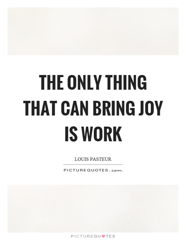 The only thing that can bring joy is work Picture Quote #1