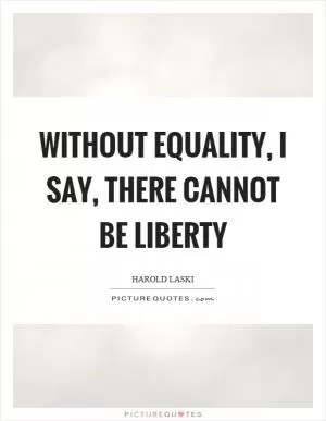 Without equality, I say, there cannot be liberty Picture Quote #1