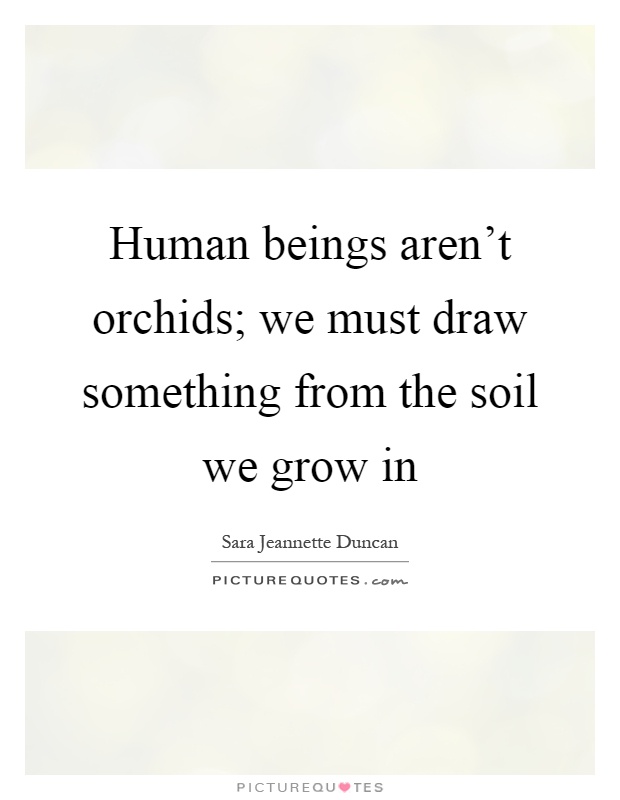 Human beings aren't orchids; we must draw something from the soil we grow in Picture Quote #1