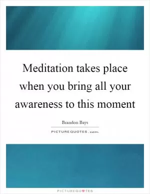 Meditation takes place when you bring all your awareness to this moment Picture Quote #1