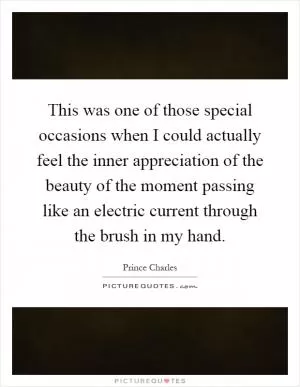 This was one of those special occasions when I could actually feel the inner appreciation of the beauty of the moment passing like an electric current through the brush in my hand Picture Quote #1