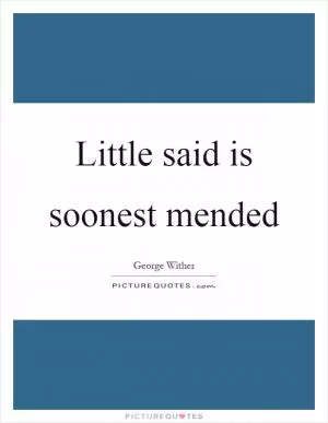 Little said is soonest mended Picture Quote #1