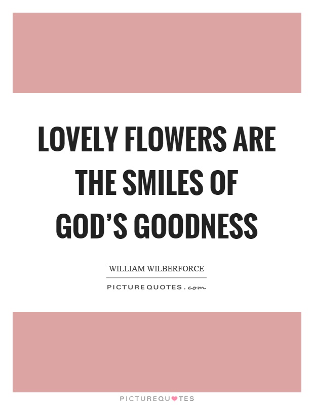 Lovely flowers are the smiles of god's goodness Picture Quote #1