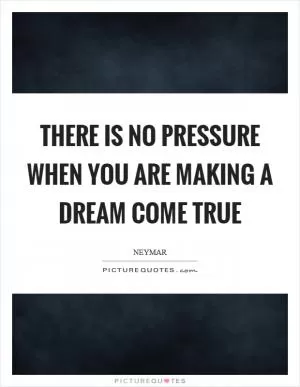 There is no pressure when you are making a dream come true Picture Quote #1