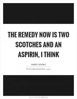 The remedy now is two scotches and an aspirin, I think Picture Quote #1