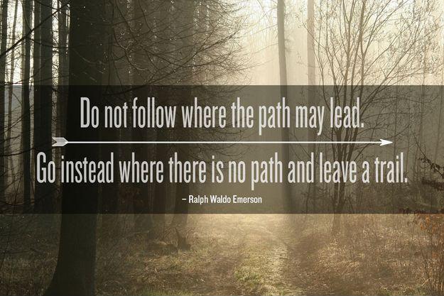 Do not follow where the path may lead. Go, instead, where there is no path and leave a trail Picture Quote #1