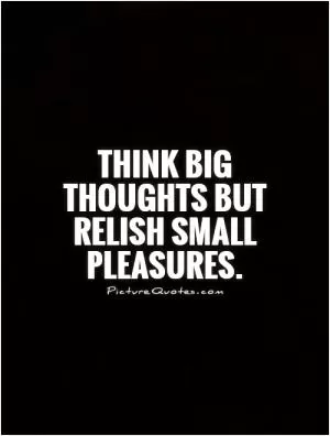 Think big thoughts but relish small pleasures Picture Quote #1