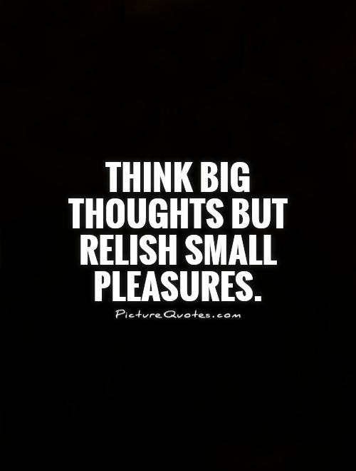 Think big thoughts but relish small pleasures Picture Quote #1