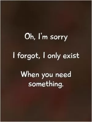 Oh, I'm sorry   I forgot, I only exist   When you need something Picture Quote #1