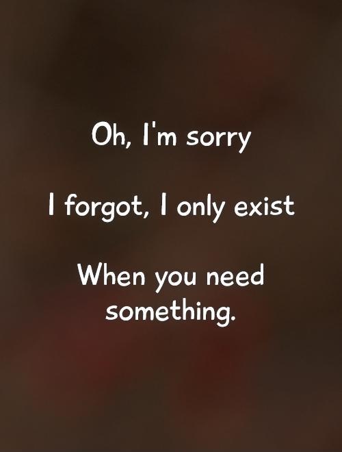 Oh, I'm sorry   I forgot, I only exist   When you need something Picture Quote #1