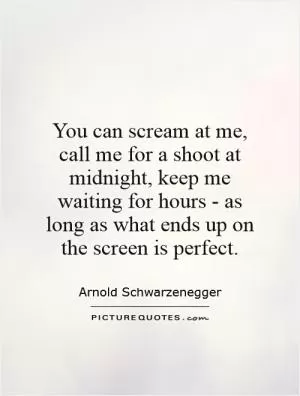 You can scream at me, call me for a shoot at midnight, keep me waiting for hours - as long as what ends up on the screen is perfect Picture Quote #1