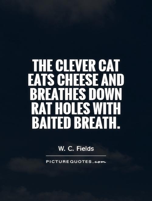The clever cat eats cheese and breathes down rat holes with baited breath Picture Quote #1