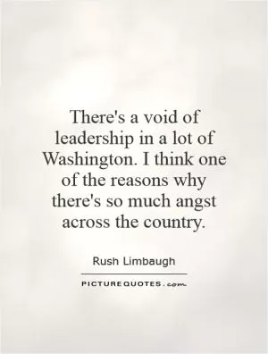 There's a void of leadership in a lot of Washington. I think one of the reasons why there's so much angst across the country Picture Quote #1