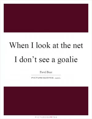 When I look at the net I don’t see a goalie Picture Quote #1