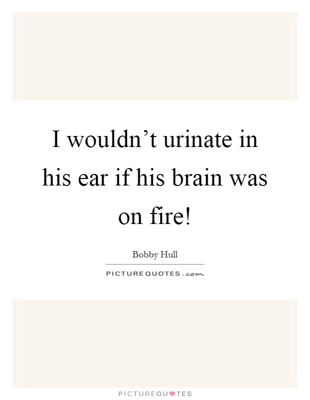 I wouldn't urinate in his ear if his brain was on fire! Picture Quote #1