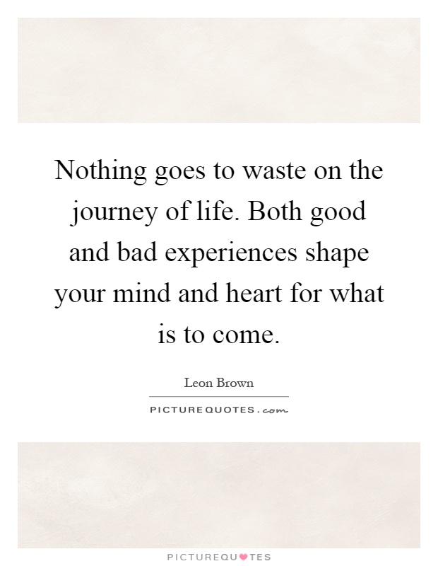 Nothing goes to waste on the journey of life. Both good and bad experiences shape your mind and heart for what is to come Picture Quote #1