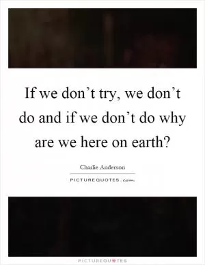 If we don’t try, we don’t do and if we don’t do why are we here on earth? Picture Quote #1