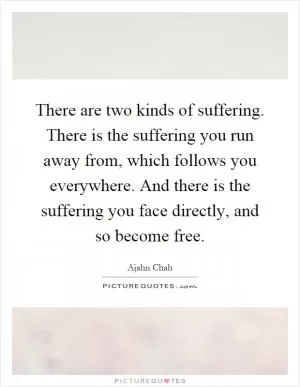 There are two kinds of suffering. There is the suffering you run away from, which follows you everywhere. And there is the suffering you face directly, and so become free Picture Quote #1