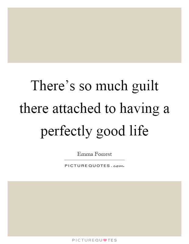 There's so much guilt there attached to having a perfectly good life Picture Quote #1