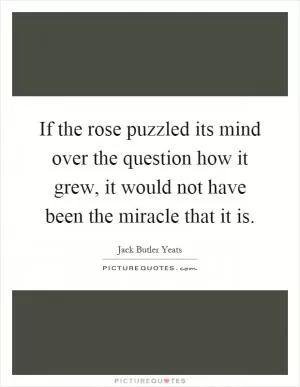 If the rose puzzled its mind over the question how it grew, it would not have been the miracle that it is Picture Quote #1