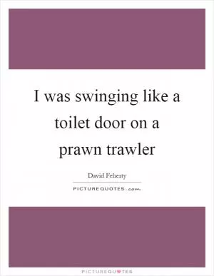 I was swinging like a toilet door on a prawn trawler Picture Quote #1