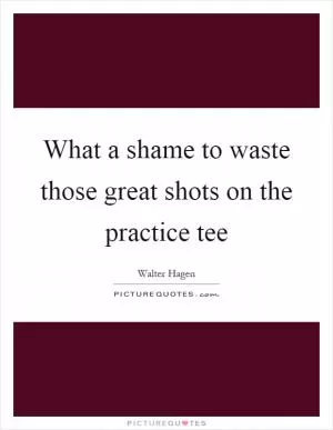 What a shame to waste those great shots on the practice tee Picture Quote #1