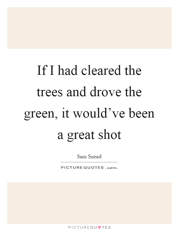 If I had cleared the trees and drove the green, it would've been a great shot Picture Quote #1
