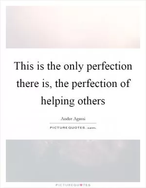 This is the only perfection there is, the perfection of helping others Picture Quote #1
