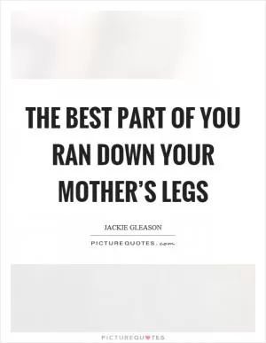 The best part of you ran down your mother’s legs Picture Quote #1