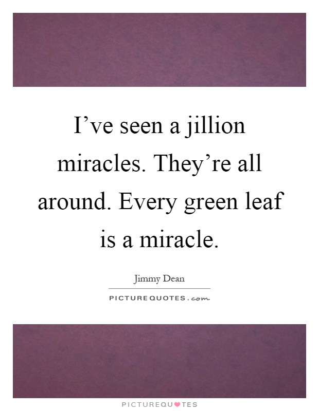 I've seen a jillion miracles. They're all around. Every green leaf is a miracle Picture Quote #1