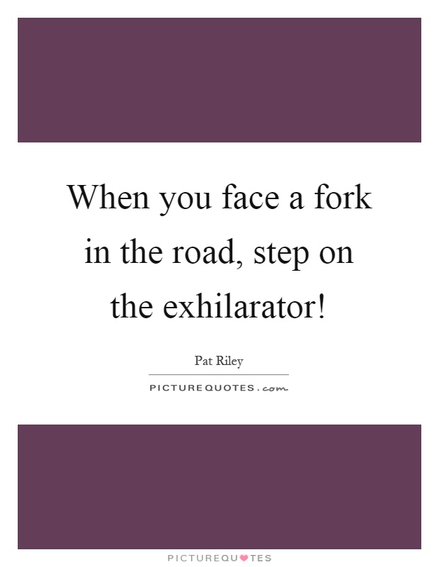 When you face a fork in the road, step on the exhilarator! Picture Quote #1