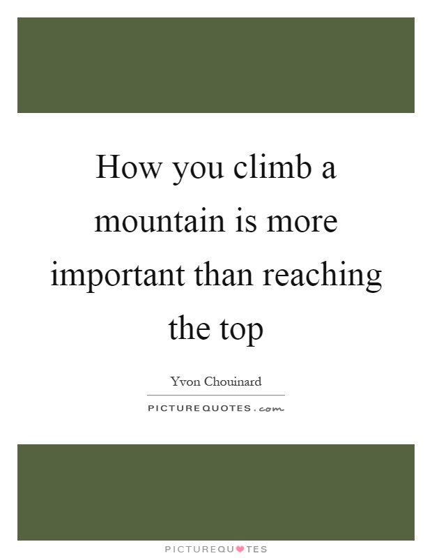 How you climb a mountain is more important than reaching the top Picture Quote #1