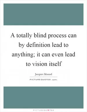 A totally blind process can by definition lead to anything; it can even lead to vision itself Picture Quote #1