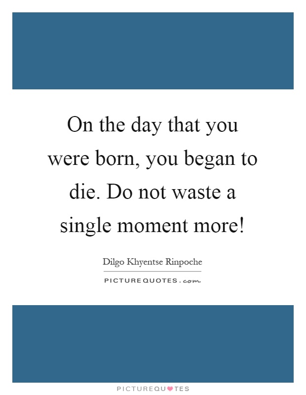On the day that you were born, you began to die. Do not waste a single moment more! Picture Quote #1