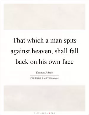 That which a man spits against heaven, shall fall back on his own face Picture Quote #1