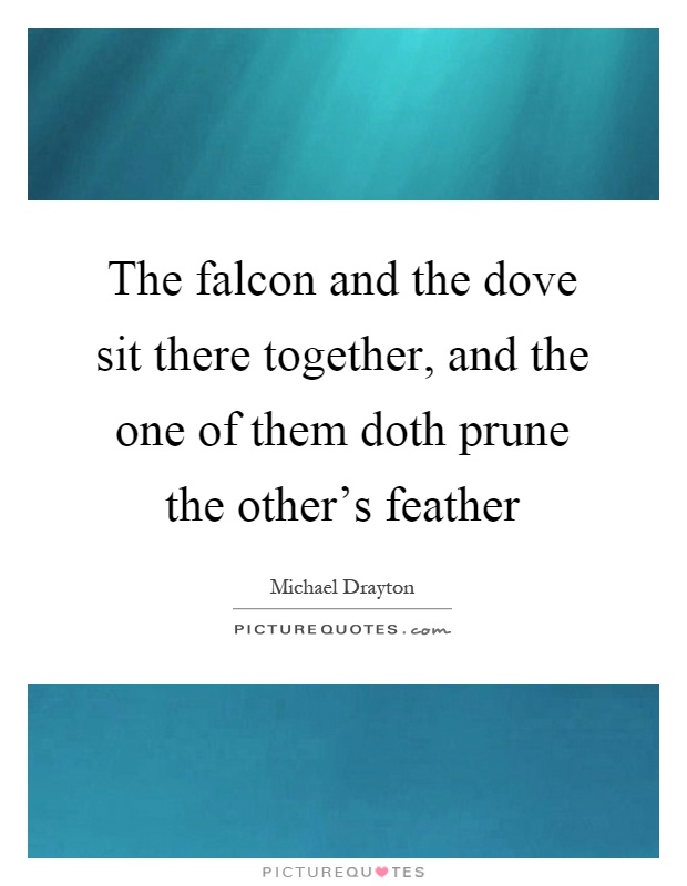 The falcon and the dove sit there together, and the one of them doth prune the other's feather Picture Quote #1