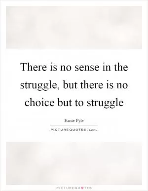 There is no sense in the struggle, but there is no choice but to struggle Picture Quote #1